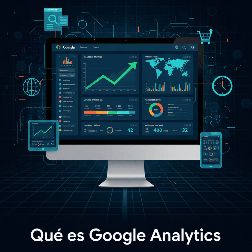 Pantalla de ordenador que muestra métricas de Google Analytics