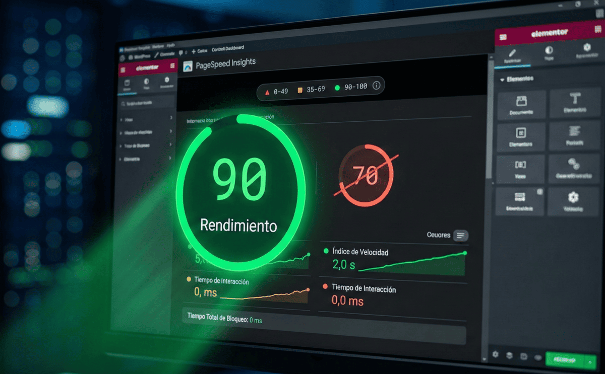 Pantalla de ordenador mostrando los resultados de Google PageSpeed Insights | Blog GAB Developers